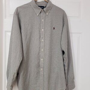 Ralph Lauren Men's Classic Fit Button-Down Shirt Teal Brown Stripes Size XL